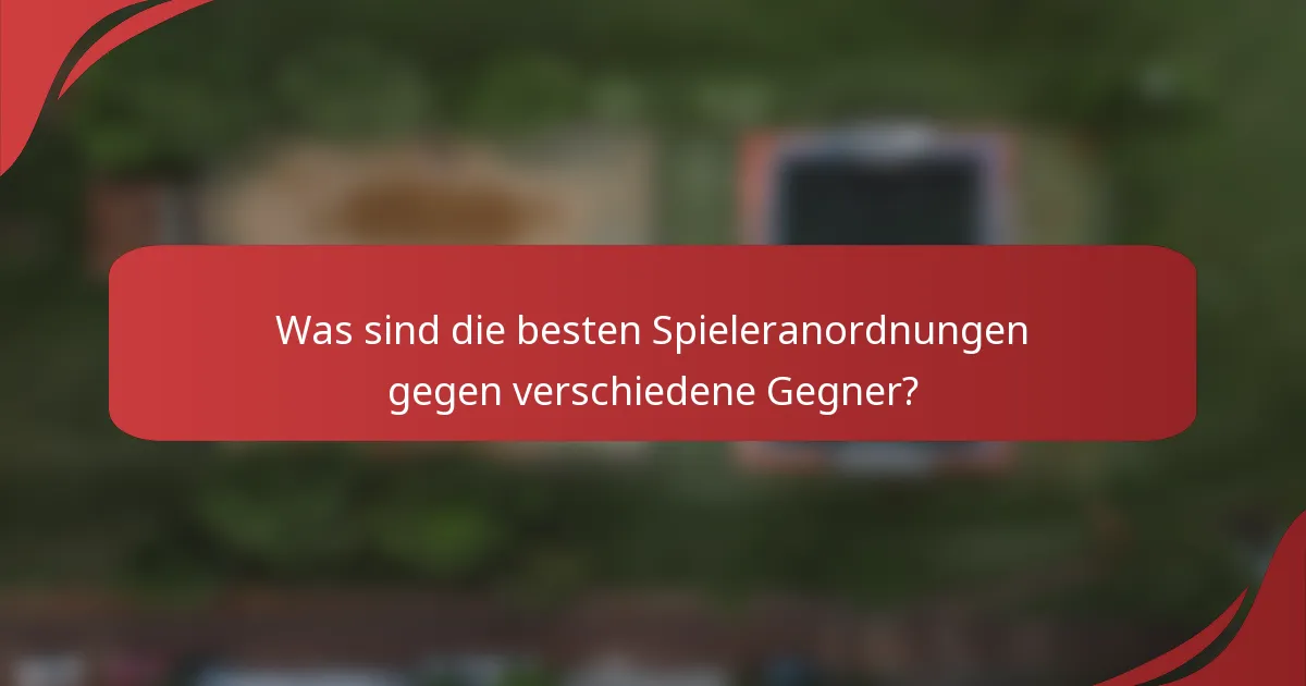Was sind die besten Spieleranordnungen gegen verschiedene Gegner?